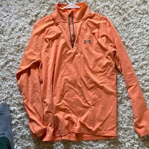 Under Armour running 1/4 zip orange medium drifit